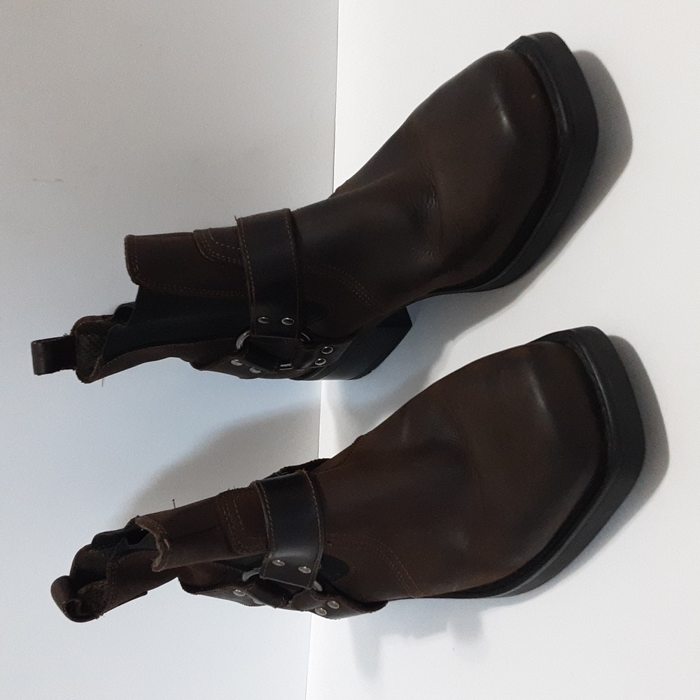 Rockwood Harness Boots Mens Brown Leather Slip On Ankle  EU 41 Biker retro Y2K